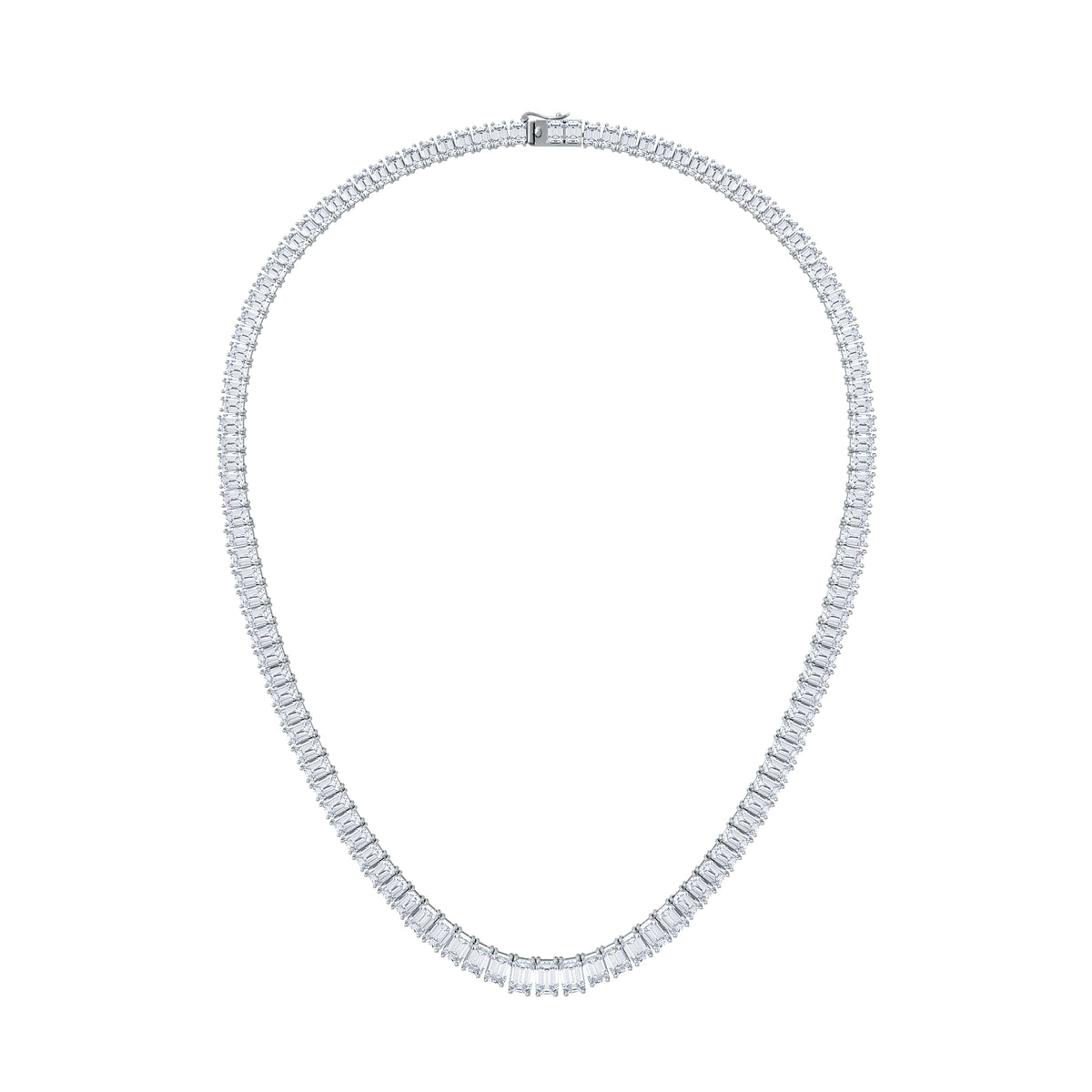 LUXE 33.00ct Lab Diamond Necklace with IGI Certified Emerald-Cut Diamonds in 18K White Gold