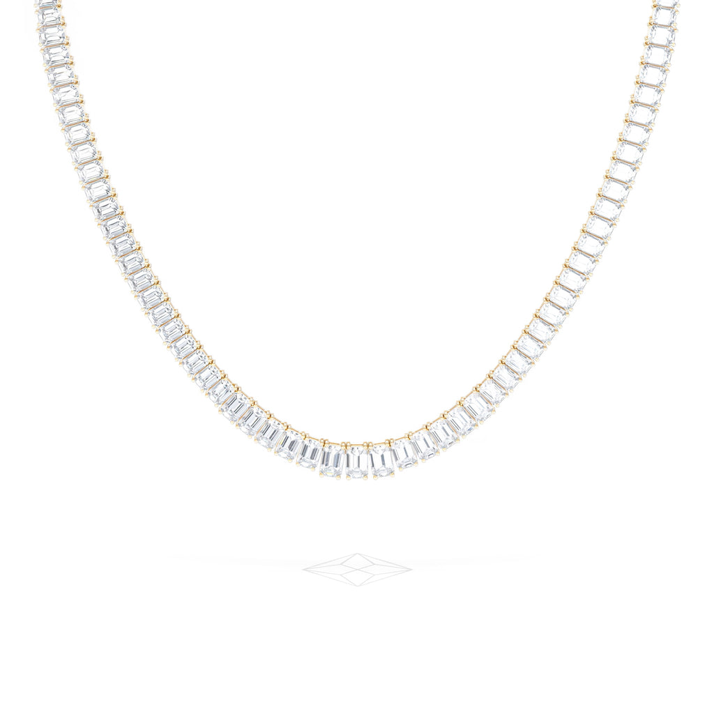 LUXE 33.00ct Lab Diamond Necklace with IGI Certified Emerald-Cut Diamonds in 18K Yellow Gold