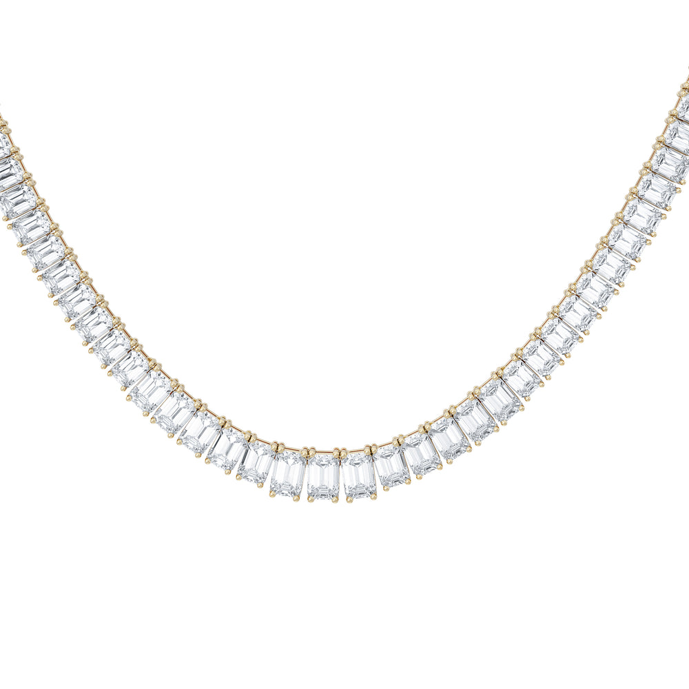 LUXE 33.00ct Lab Diamond Necklace with IGI Certified Emerald-Cut Diamonds in 18K Yellow Gold