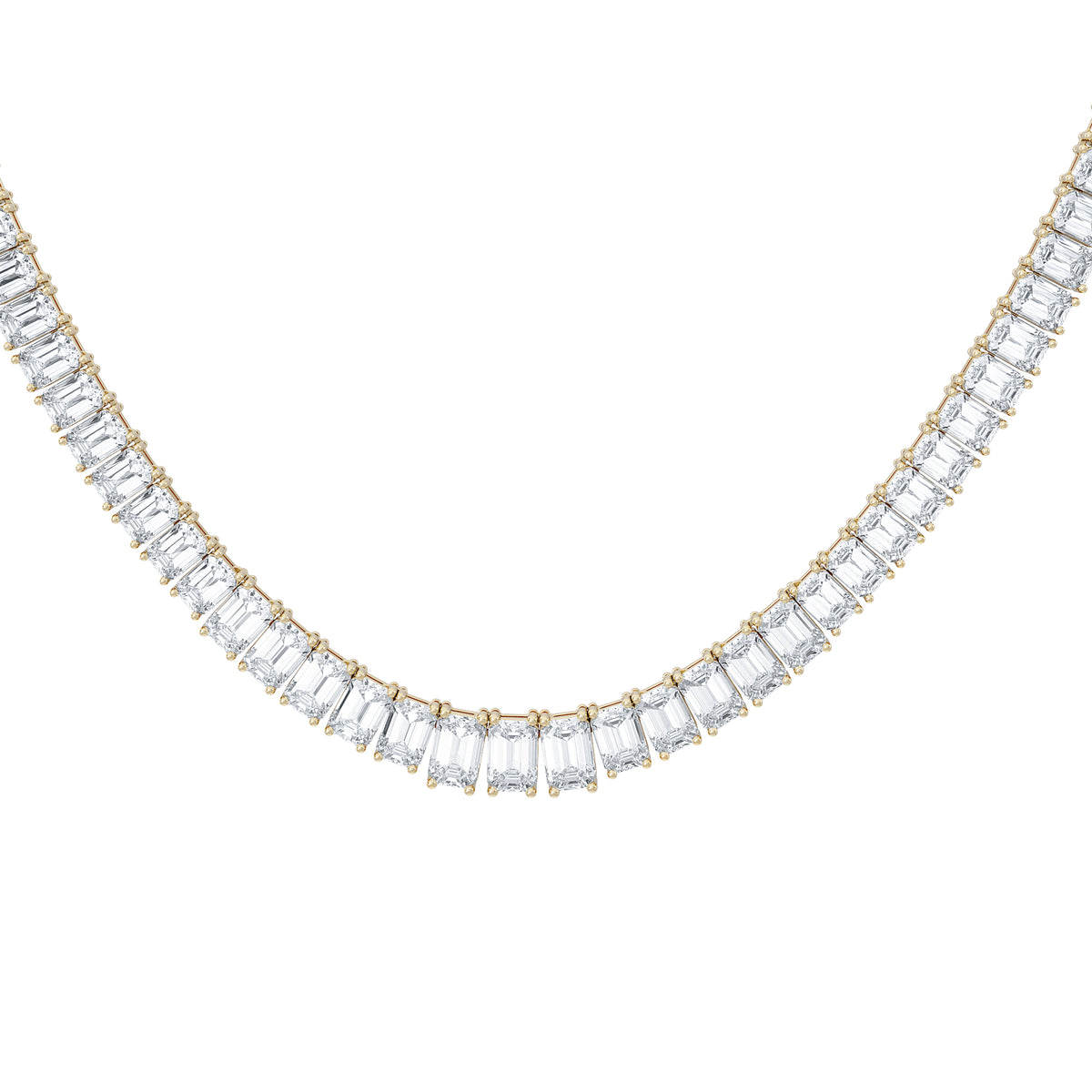 LUXE 33.00ct Lab Diamond Necklace with IGI Certified Emerald-Cut Diamonds in 18K Yellow Gold