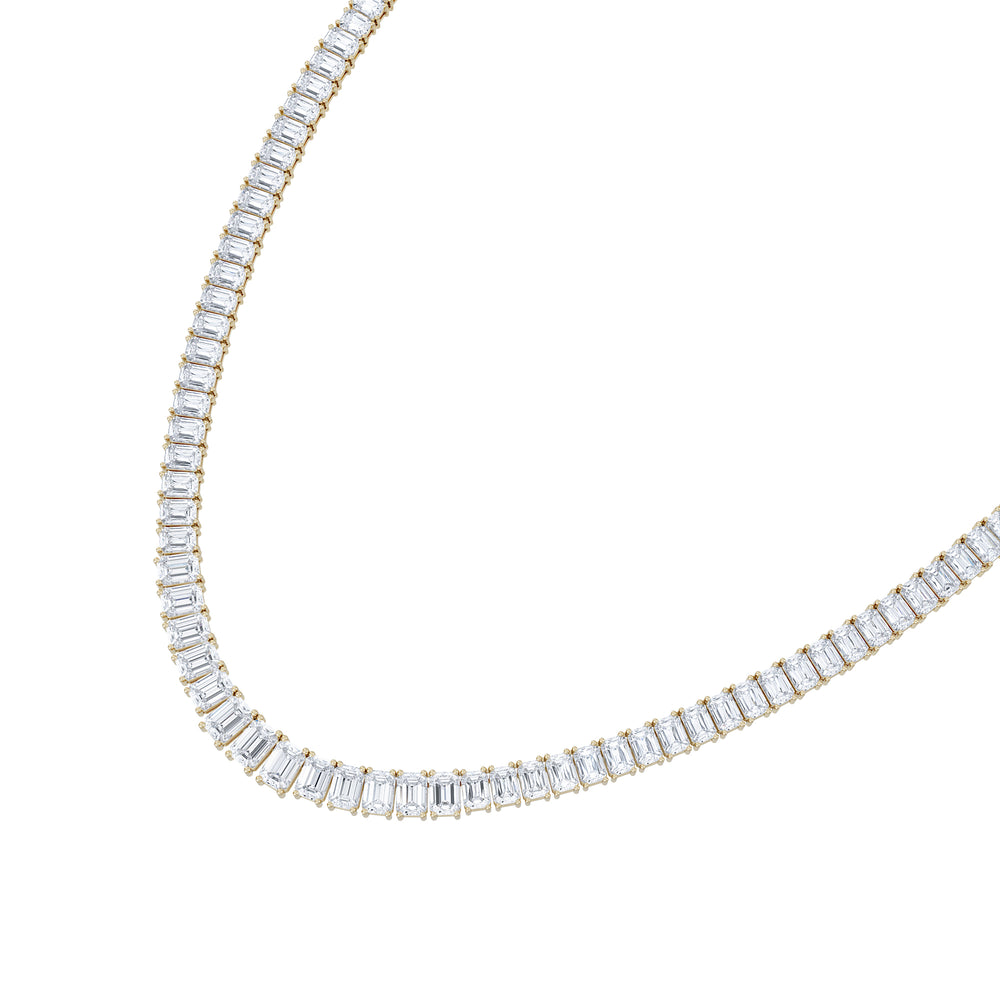 LUXE 33.00ct Lab Diamond Necklace with IGI Certified Emerald-Cut Diamonds in 18K Yellow Gold