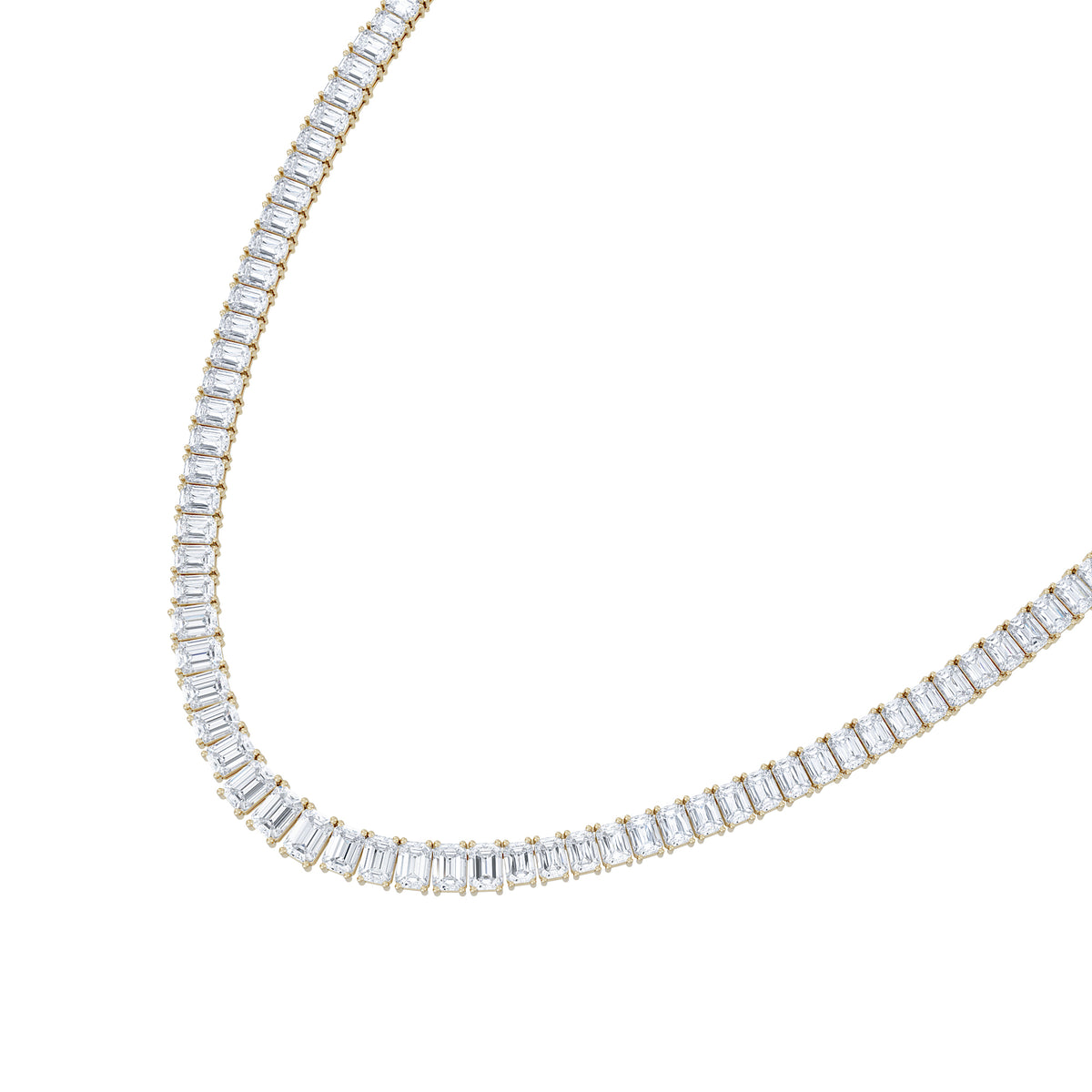 LUXE 33.00ct Lab Diamond Necklace with IGI Certified Emerald-Cut Diamonds in 18K Yellow Gold