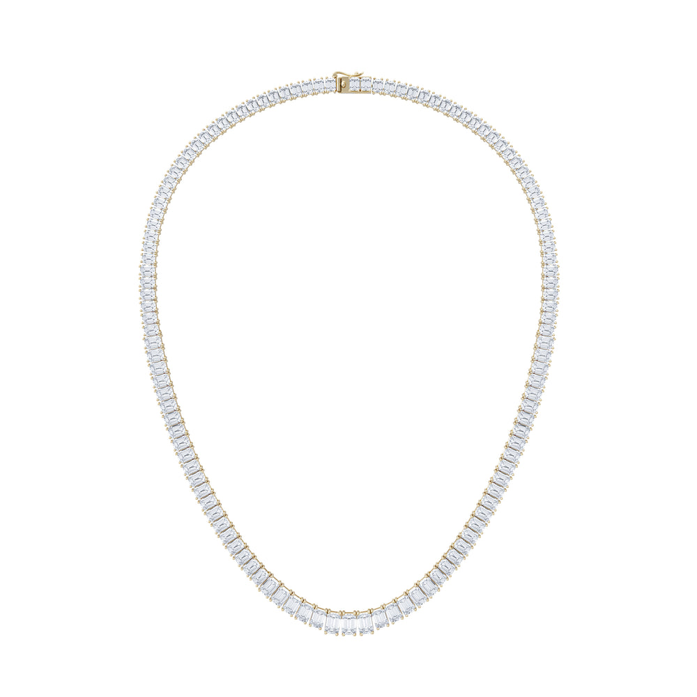 LUXE 33.00ct Lab Diamond Necklace with IGI Certified Emerald-Cut Diamonds in 18K Yellow Gold