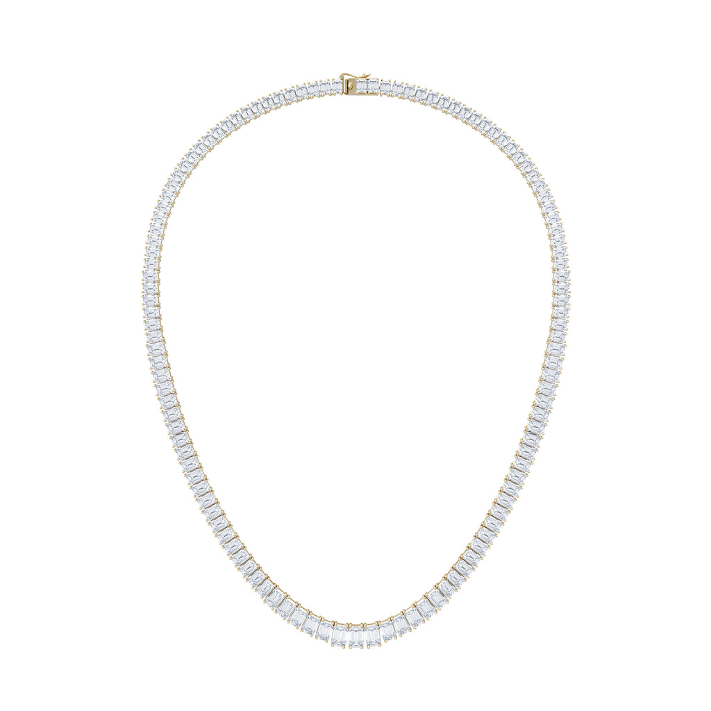 LUXE 33.00ct Lab Diamond Necklace with IGI Certified Emerald-Cut Diamonds in 18K Yellow Gold
