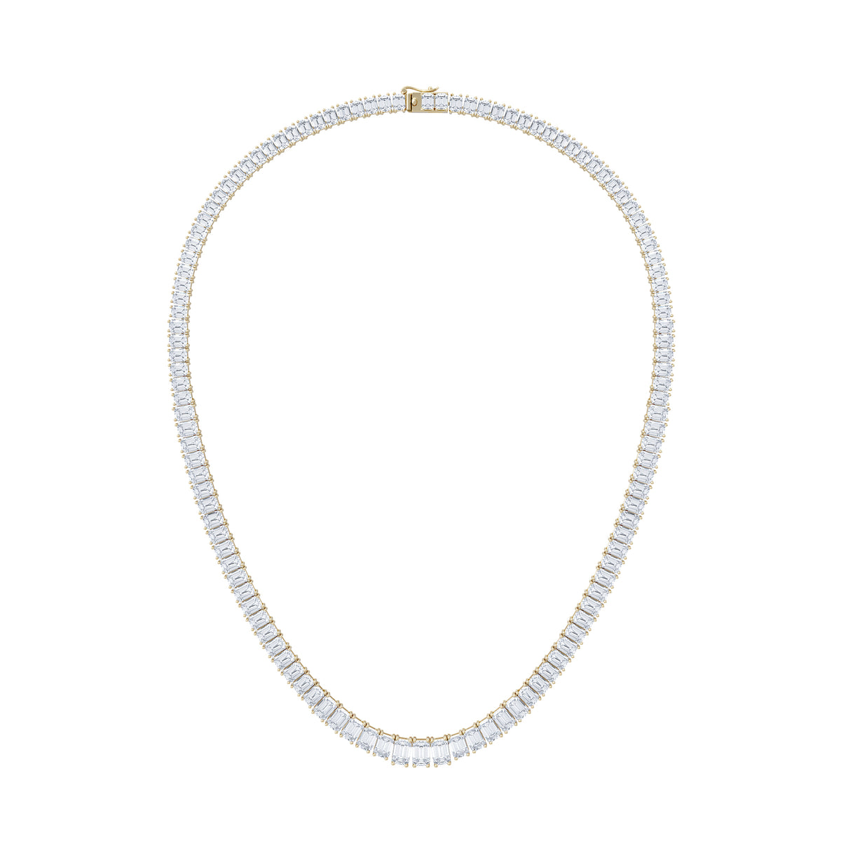 LUXE 33.00ct Lab Diamond Necklace with IGI Certified Emerald-Cut Diamonds in 18K Yellow Gold