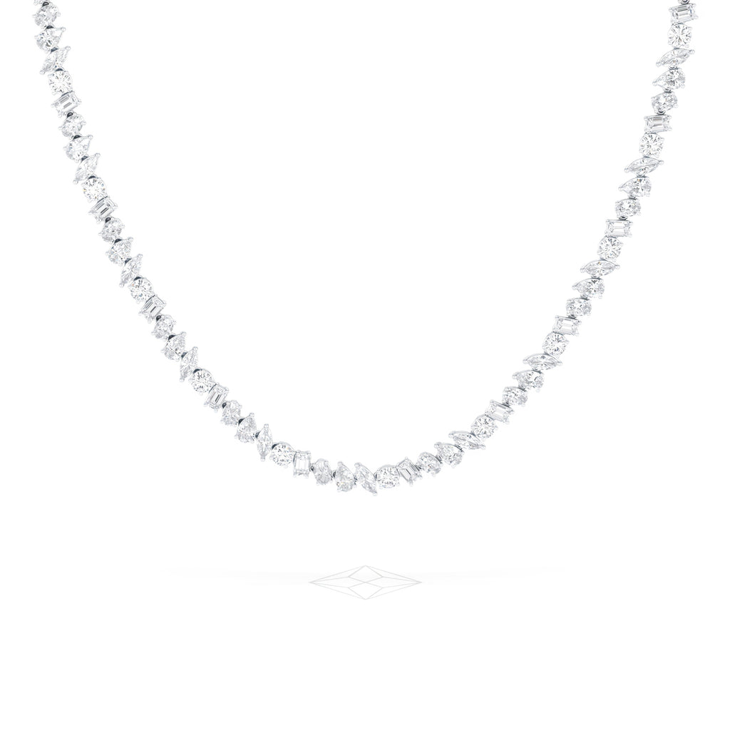 LUXE 22.00ct Lab Diamond Necklace with IGI Certified Mixed-Cut Diamonds in 18K White Gold