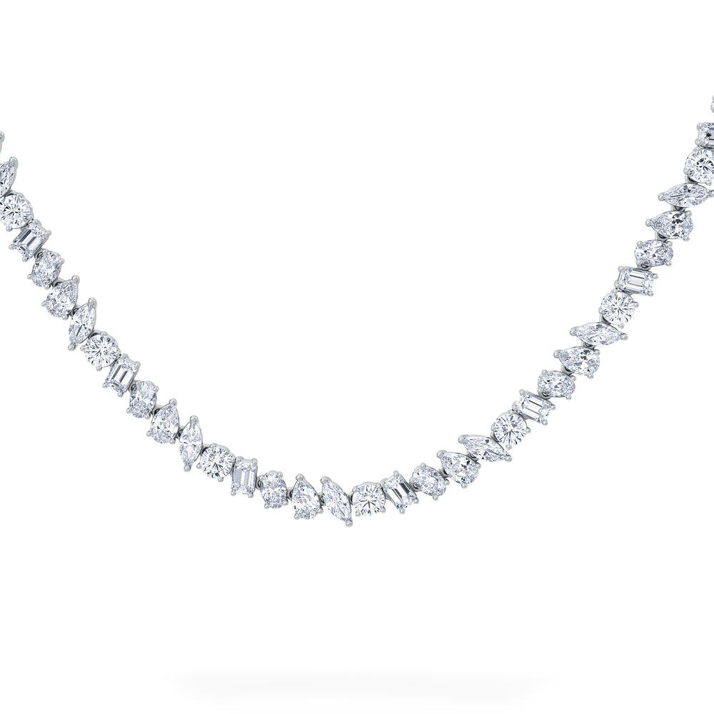 LUXE 22.00ct Lab Diamond Necklace with IGI Certified Mixed-Cut Diamonds in 18K White Gold