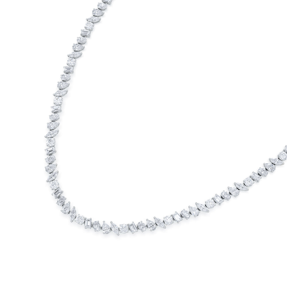LUXE 22.00ct Lab Diamond Necklace with IGI Certified Mixed-Cut Diamonds in 18K White Gold