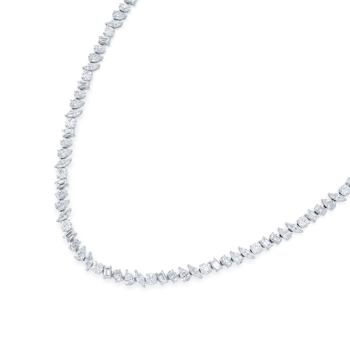 LUXE 22.00ct Lab Diamond Necklace with IGI Certified Mixed-Cut Diamonds in 18K White Gold