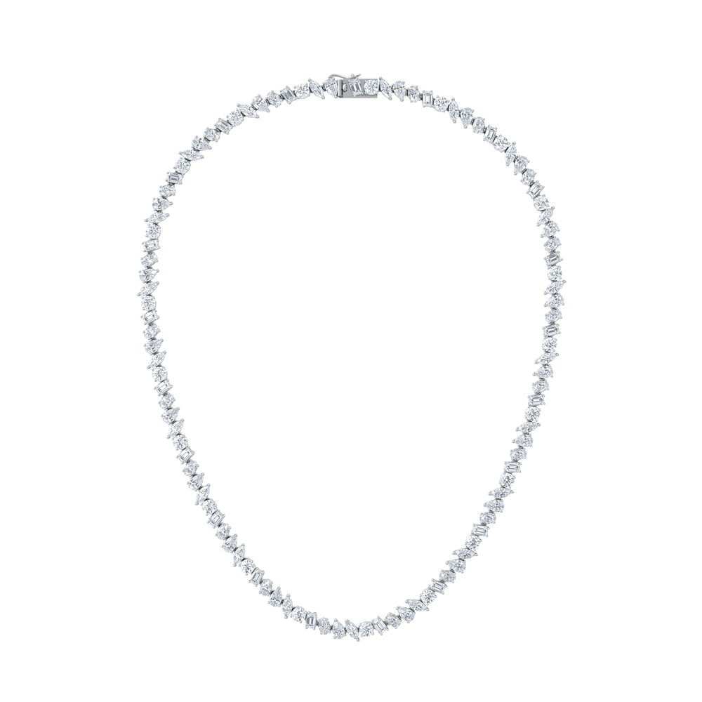 LUXE 22.00ct Lab Diamond Necklace with IGI Certified Mixed-Cut Diamonds in 18K White Gold