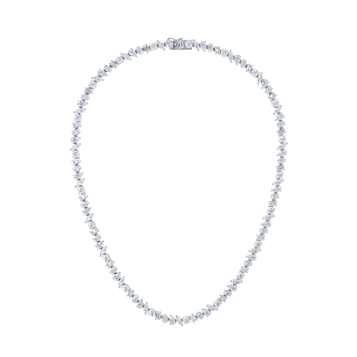 LUXE 22.00ct Lab Diamond Necklace with IGI Certified Mixed-Cut Diamonds in 18K White Gold