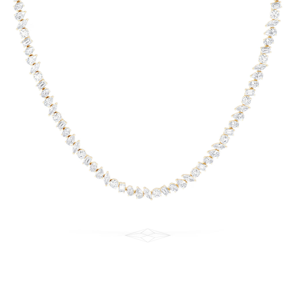 LUXE 22.00ct Lab Diamond Necklace with IGI Certified Mixed-Cut Diamonds in 18K Yellow Gold
