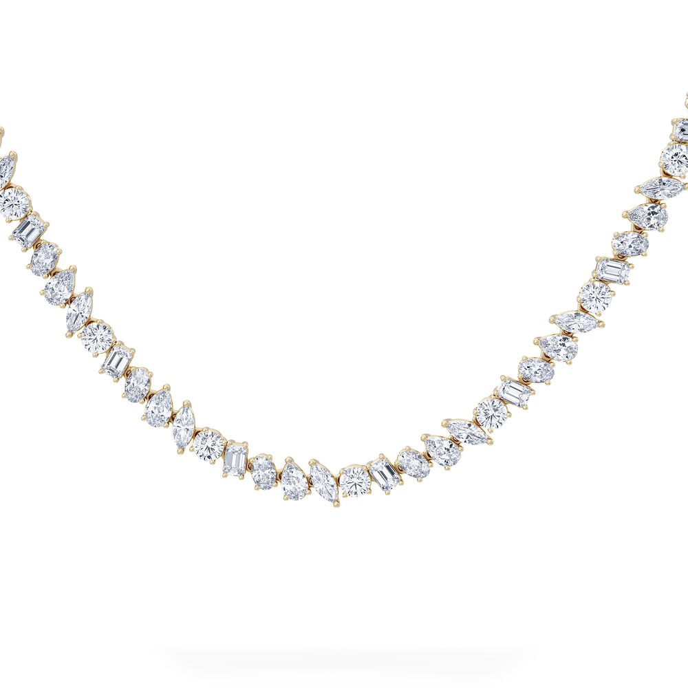 LUXE 22.00ct Lab Diamond Necklace with IGI Certified Mixed-Cut Diamonds in 18K Yellow Gold