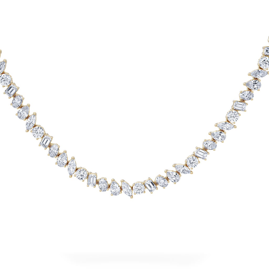 LUXE 22.00ct Lab Diamond Necklace with IGI Certified Mixed-Cut Diamonds in 18K Yellow Gold