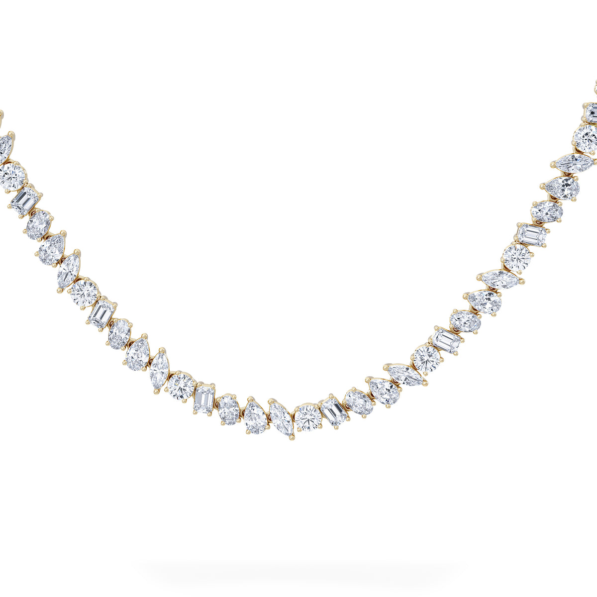 LUXE 22.00ct Lab Diamond Necklace with IGI Certified Mixed-Cut Diamonds in 18K Yellow Gold