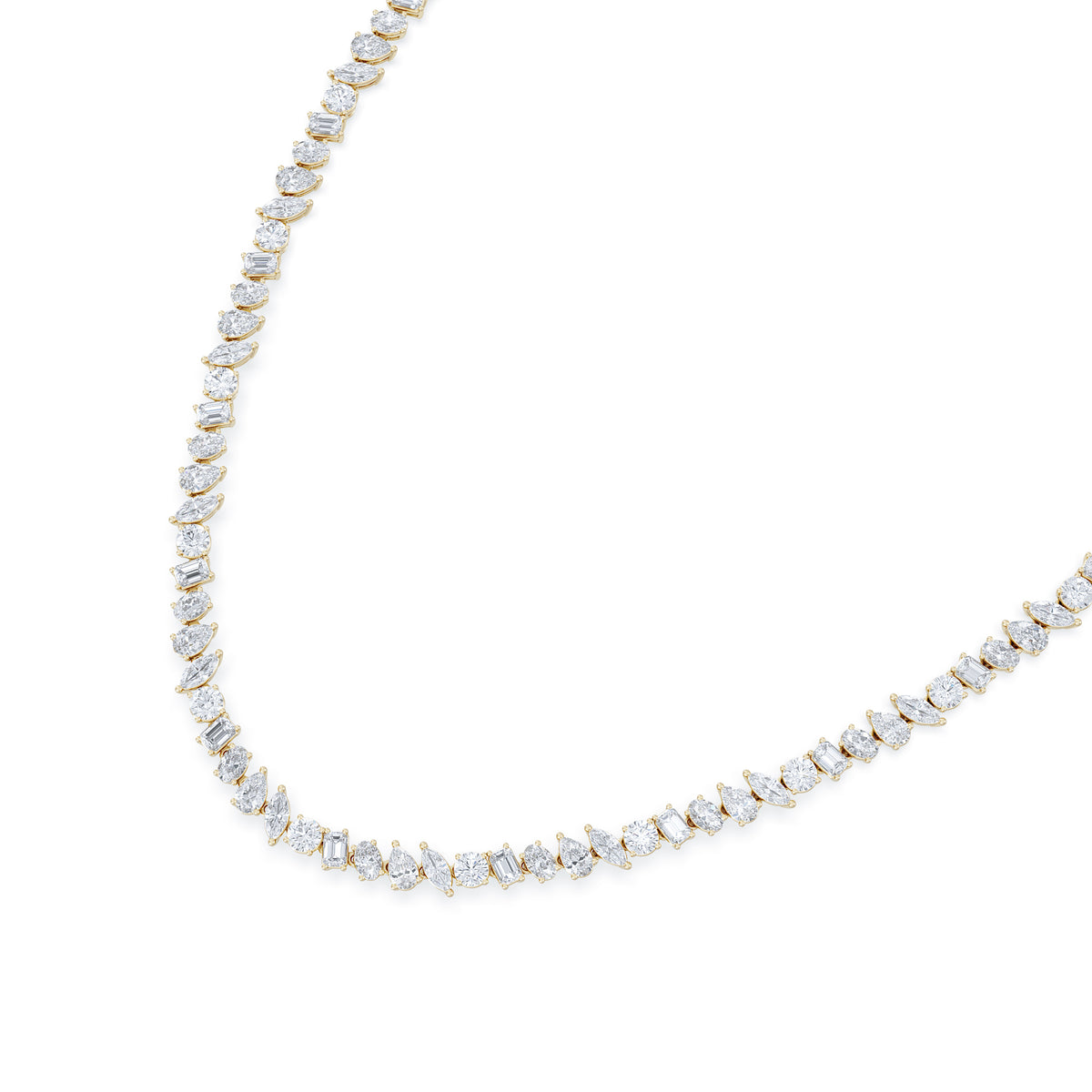 LUXE 22.00ct Lab Diamond Necklace with IGI Certified Mixed-Cut Diamonds in 18K Yellow Gold