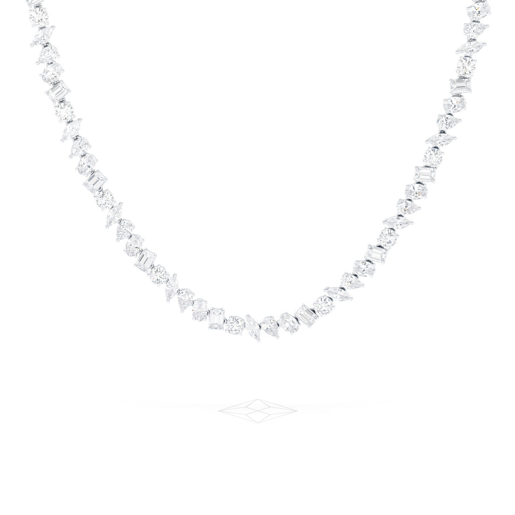 LUXE 27.00ct Lab Diamond Necklace with IGI Certified Mixed-Cut Diamonds in 18K White Gold