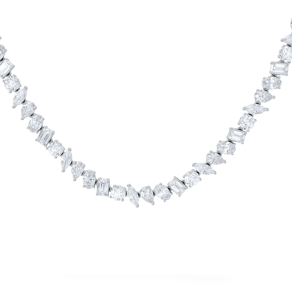 LUXE 27.00ct Lab Diamond Necklace with IGI Certified Mixed-Cut Diamonds in 18K White Gold
