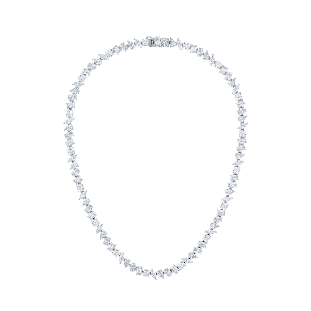 LUXE 27.00ct Lab Diamond Necklace with IGI Certified Mixed-Cut Diamonds in 18K White Gold