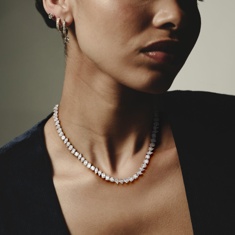 LUXE 27.00ct Lab Diamond Necklace with IGI Certified Mixed-Cut Diamonds in 18K White Gold