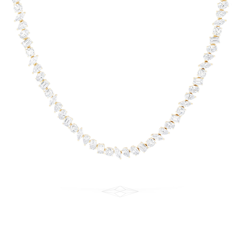 LUXE 27.00ct Lab Diamond Necklace with IGI Certified Mixed-Cut Diamonds in 18K Yellow Gold