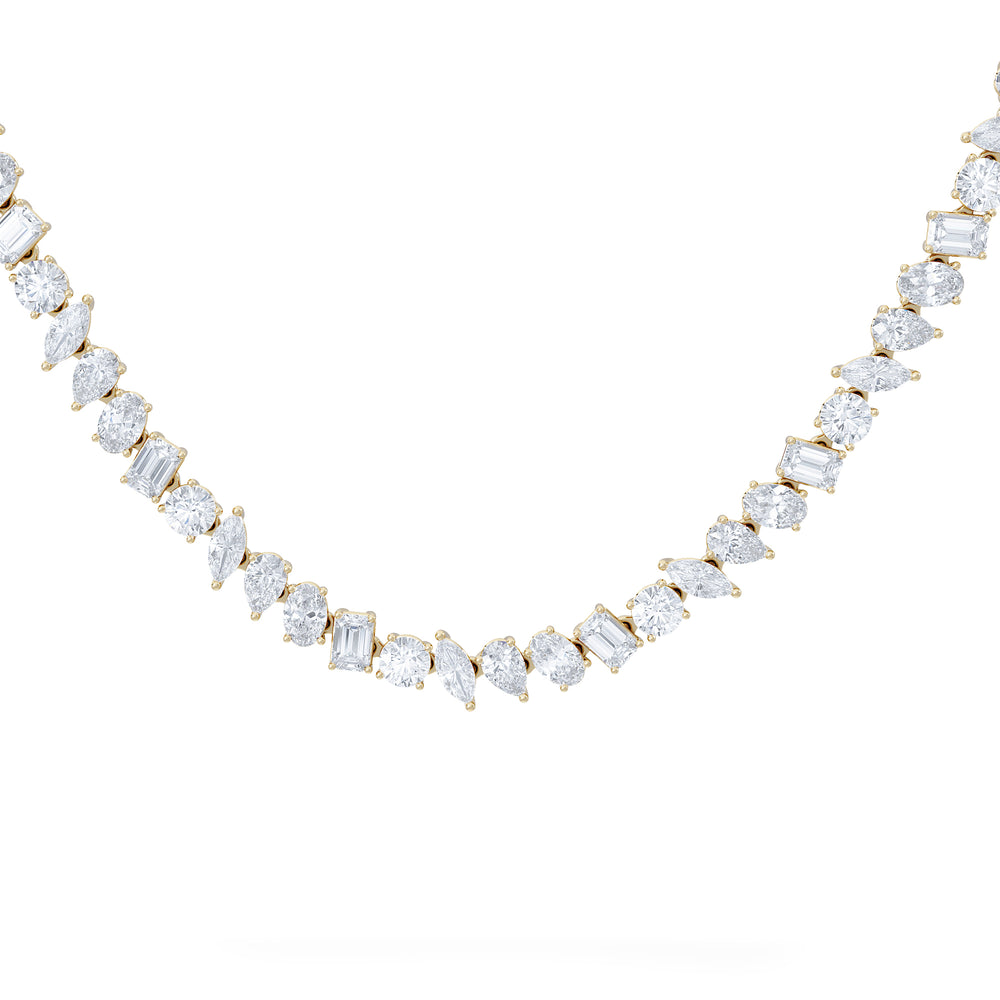 LUXE 27.00ct Lab Diamond Necklace with IGI Certified Mixed-Cut Diamonds in 18K Yellow Gold