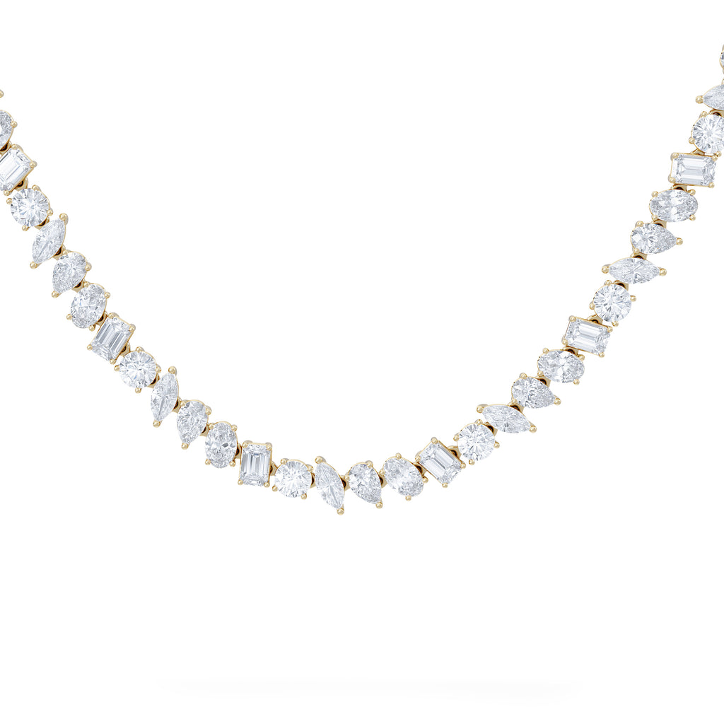LUXE 27.00ct Lab Diamond Necklace with IGI Certified Mixed-Cut Diamonds in 18K Yellow Gold