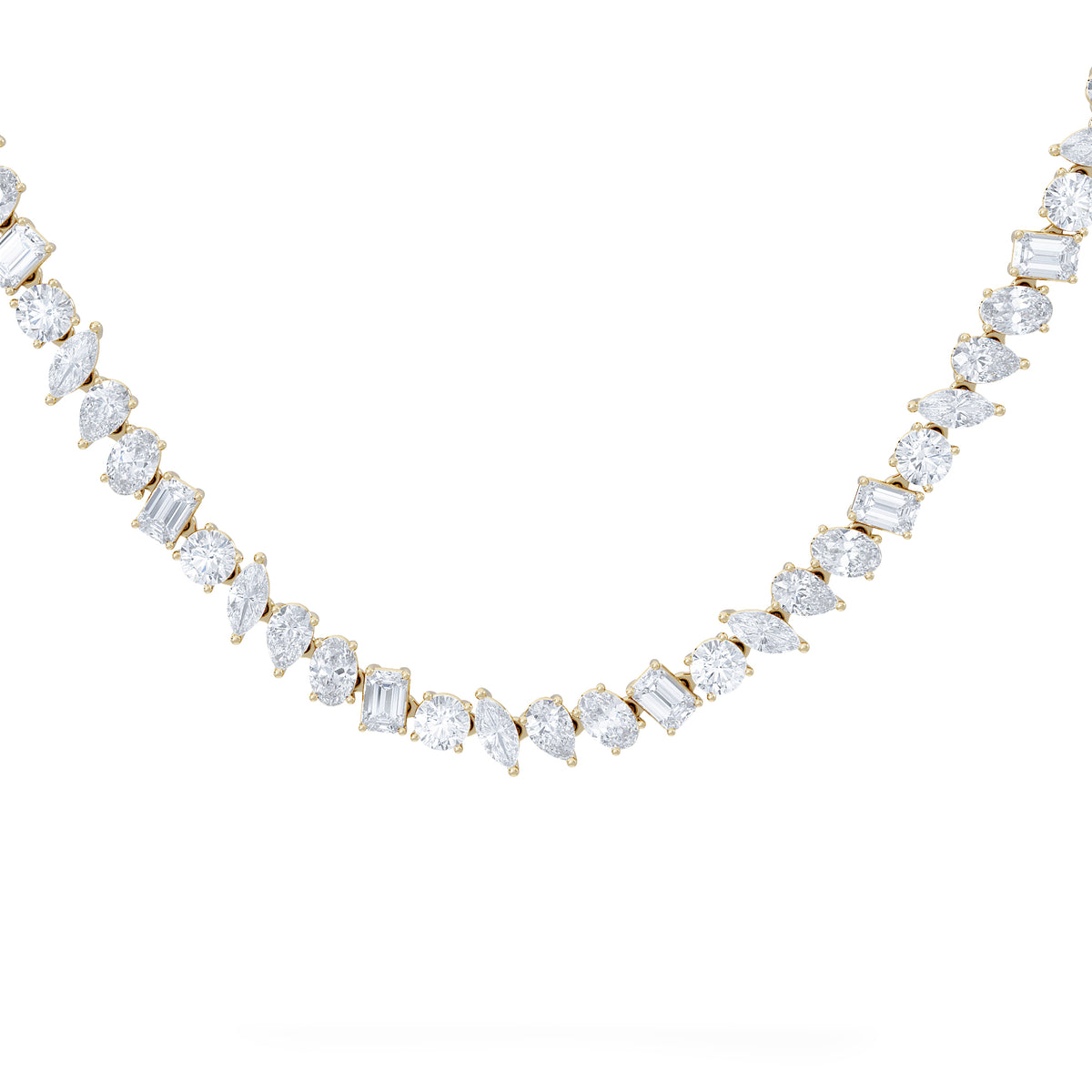 LUXE 27.00ct Lab Diamond Necklace with IGI Certified Mixed-Cut Diamonds in 18K Yellow Gold