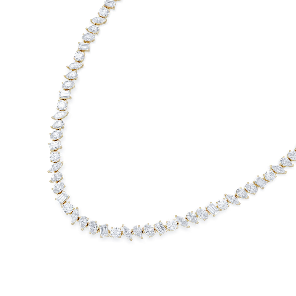 LUXE 27.00ct Lab Diamond Necklace with IGI Certified Mixed-Cut Diamonds in 18K Yellow Gold