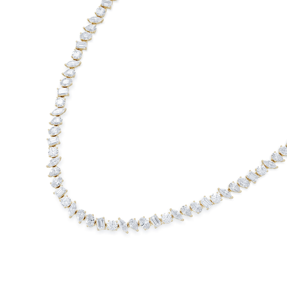 LUXE 27.00ct Lab Diamond Necklace with IGI Certified Mixed-Cut Diamonds in 18K Yellow Gold