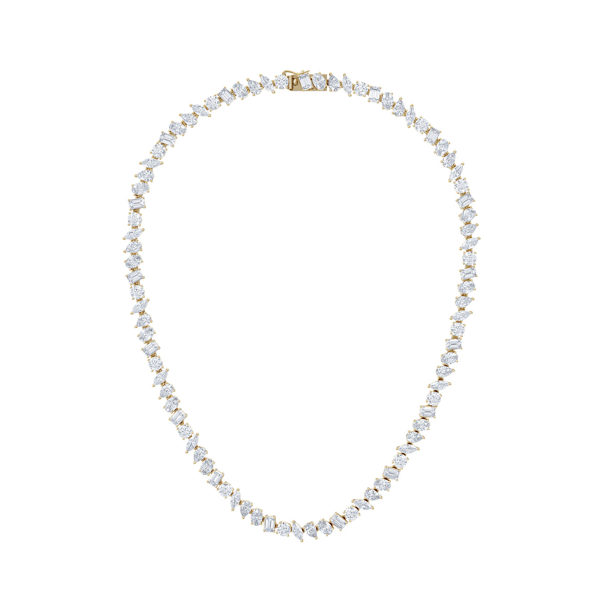 LUXE 27.00ct Lab Diamond Necklace with IGI Certified Mixed-Cut Diamonds in 18K Yellow Gold