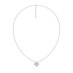 Eden 4mm Round Pearl and Lab Diamond Floral Necklace in Sterling Silver