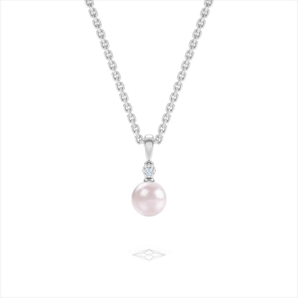Eden 3.15ct Round Pearl and Lab Diamond Solitaire Pendant Necklace in Sterling Silver