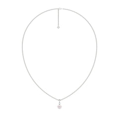 Eden 7.5mm Round Pearl and Lab Diamond Solitaire Pendant Necklace in Sterling Silver