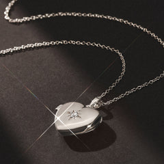 Keepsake 0.06ct Lab Diamond Heart Locket Pendant Necklace in Sterling Silver