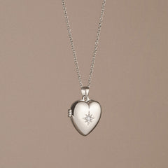 Keepsake 0.06ct Lab Diamond Heart Locket Pendant Necklace in Sterling Silver