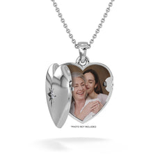 Keepsake 0.06ct Lab Diamond Heart Locket Pendant Necklace in Sterling Silver