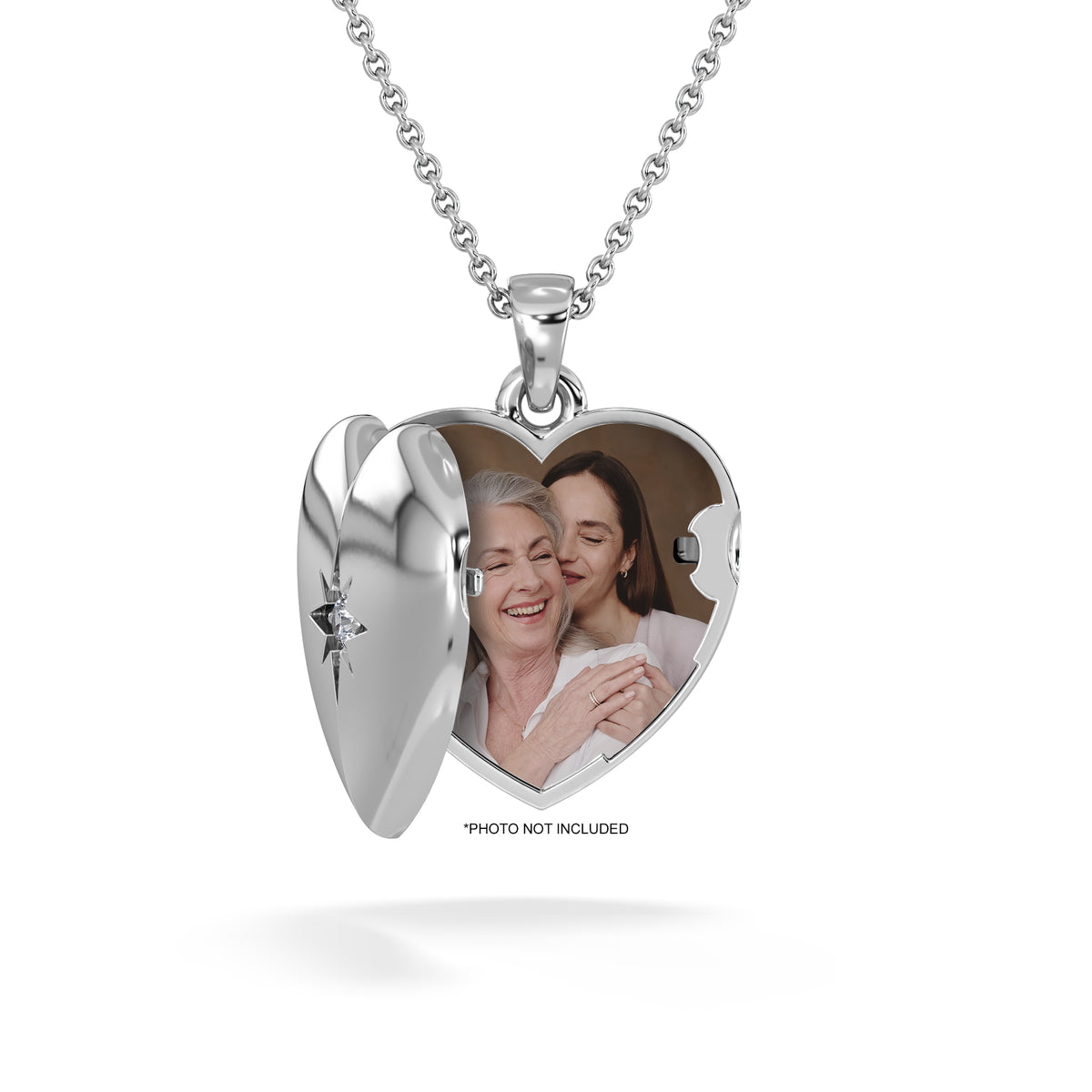 Keepsake 0.06ct Lab Diamond Heart Locket Pendant Necklace in Sterling Silver