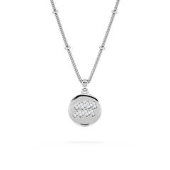 Astrology Aquarius 0.07ct Lab Grown Diamond Medallion Pendant Necklace in Sterling Silver