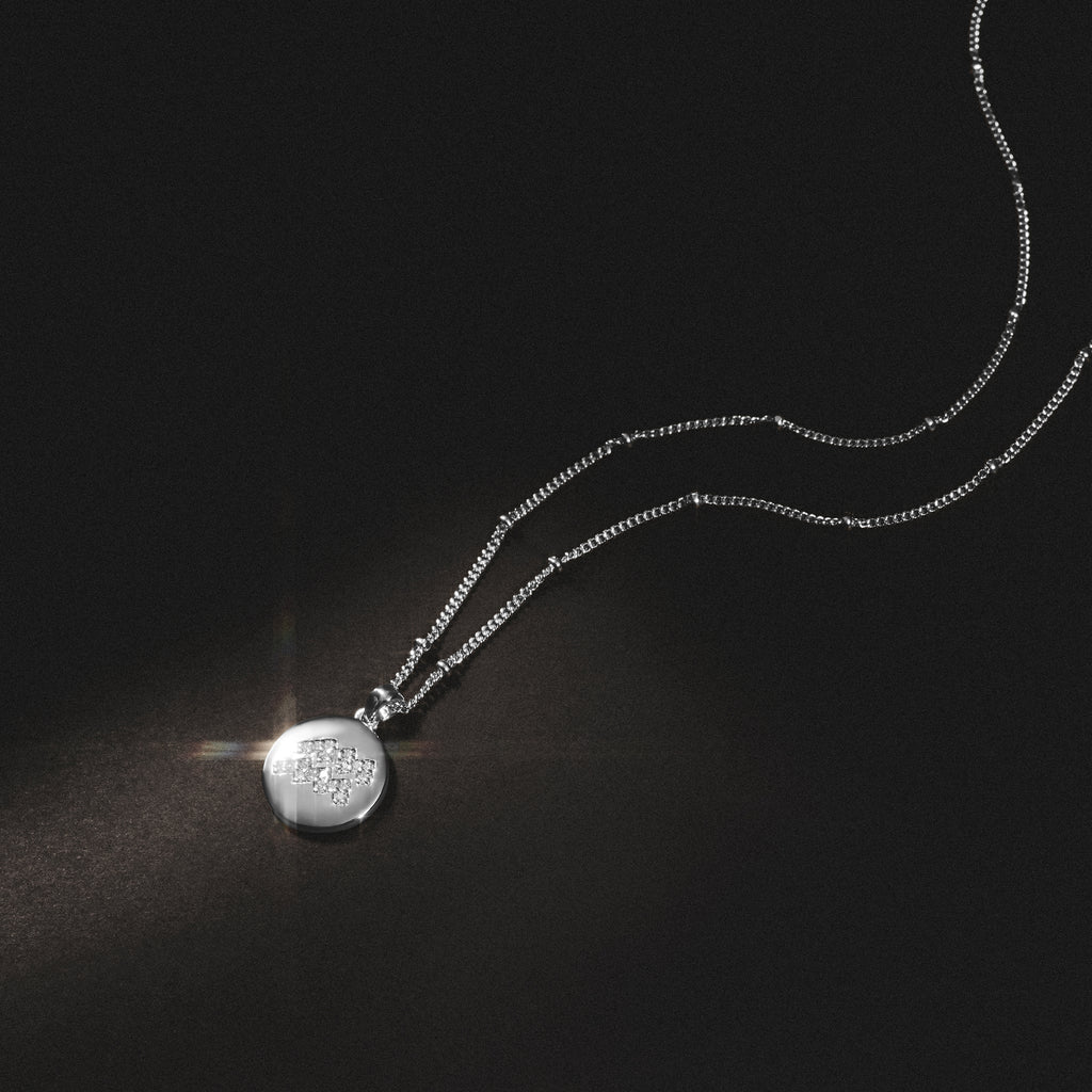 Astrology Aquarius 0.07ct Lab Grown Diamond Medallion Pendant Necklace in Sterling Silver