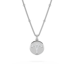 Astrology Aries 0.07ct Lab Grown Diamond Medallion Pendant Necklace in Sterling Silver