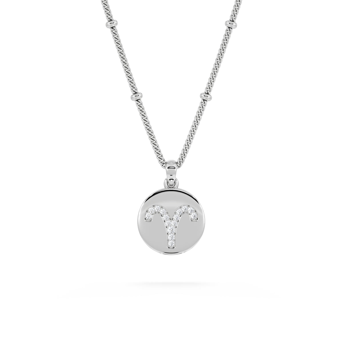 Astrology Aries 0.07ct Lab Grown Diamond Medallion Pendant Necklace in Sterling Silver