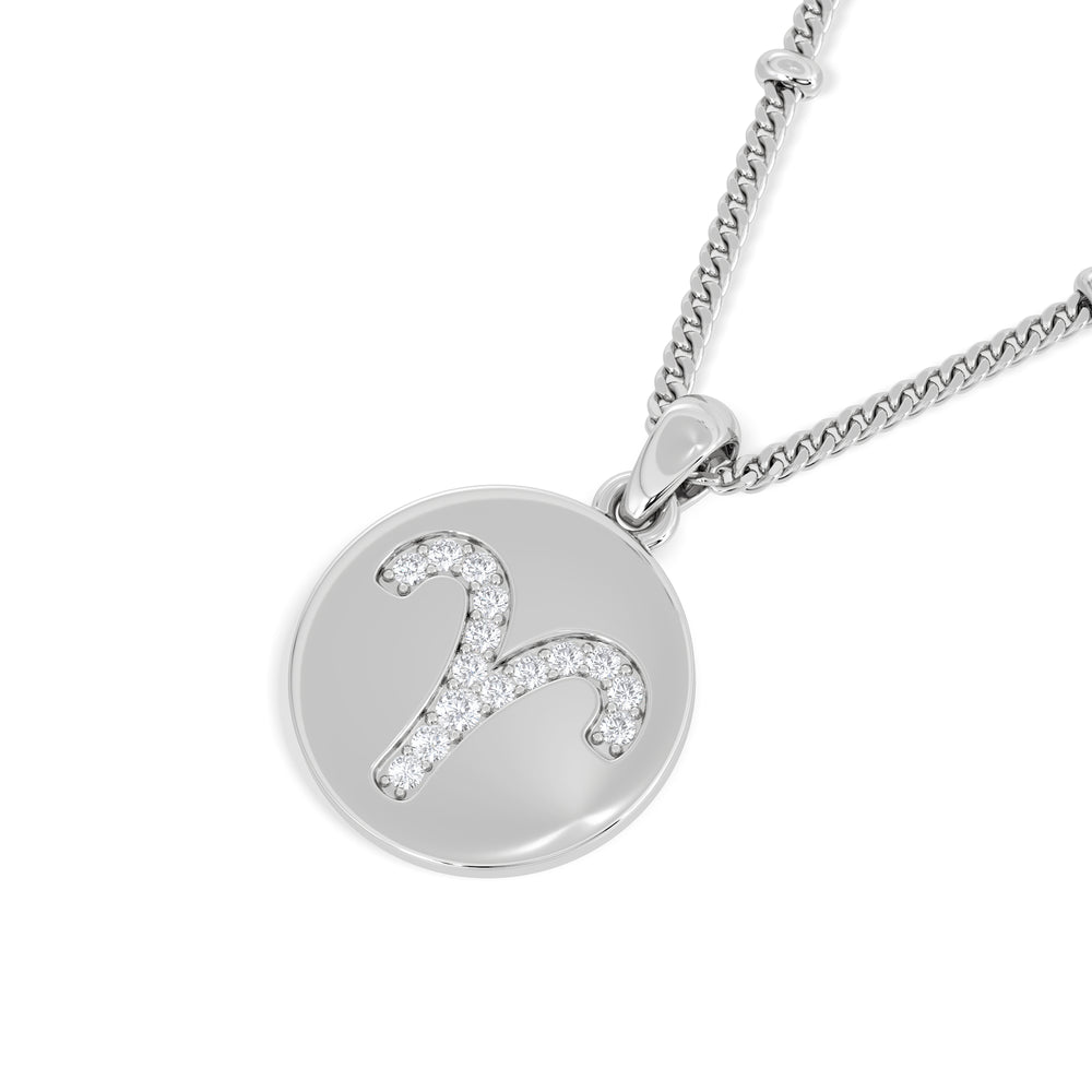 Astrology Aries 0.07ct Lab Grown Diamond Medallion Pendant Necklace in Sterling Silver