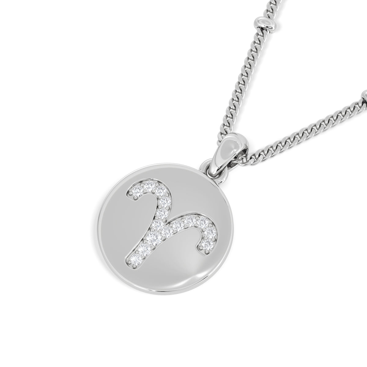 Astrology Aries 0.07ct Lab Grown Diamond Medallion Pendant Necklace in Sterling Silver