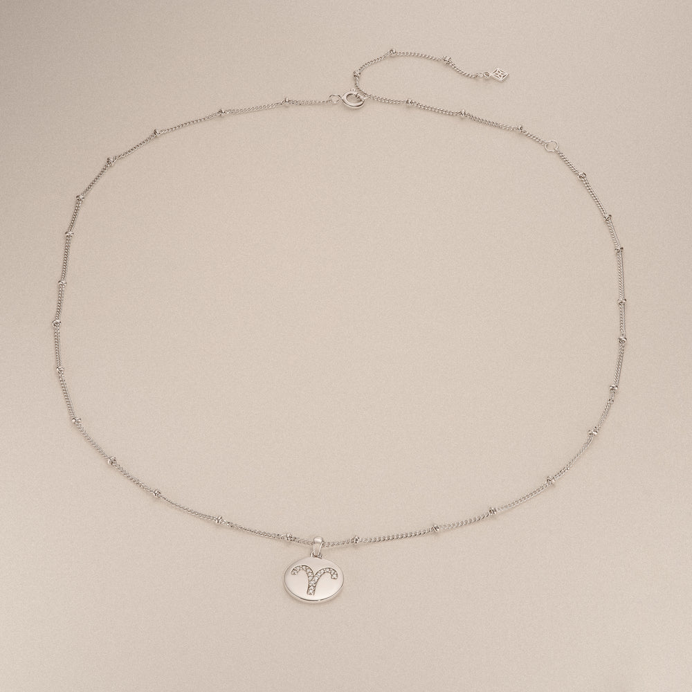 Astrology Aries 0.07ct Lab Grown Diamond Medallion Pendant Necklace in Sterling Silver