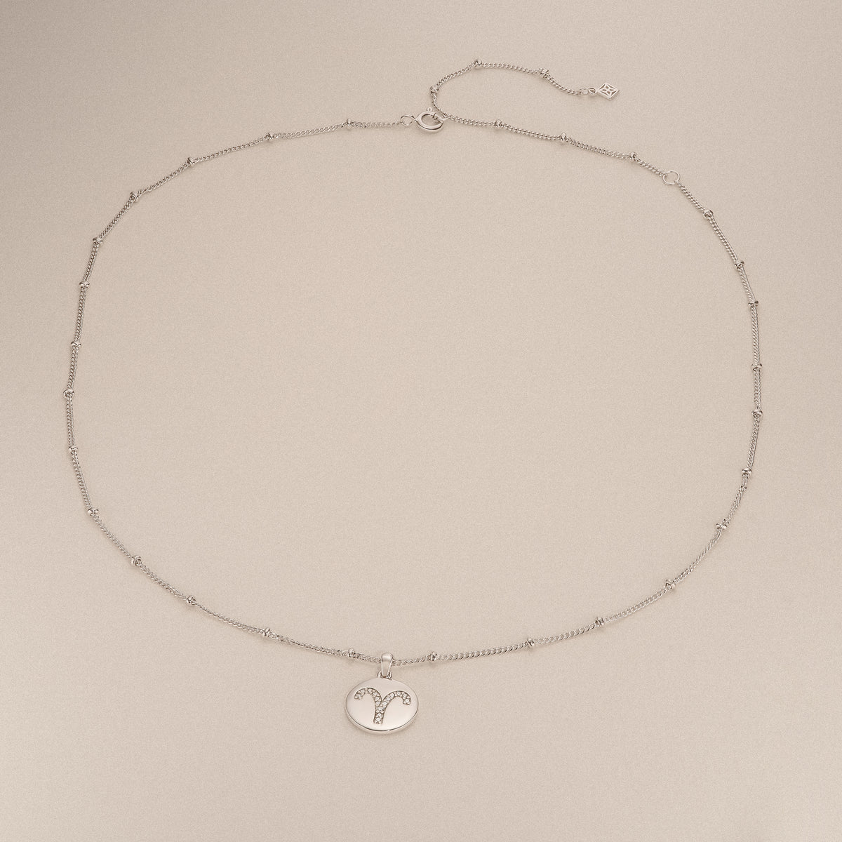 Astrology Aries 0.07ct Lab Grown Diamond Medallion Pendant Necklace in Sterling Silver