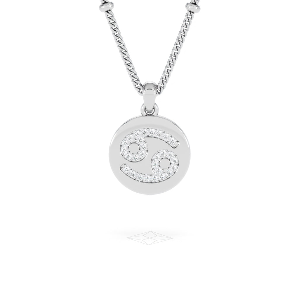 Astrology Cancer 0.07ct Lab Grown Diamond Medallion Pendant Necklace in Sterling Silver