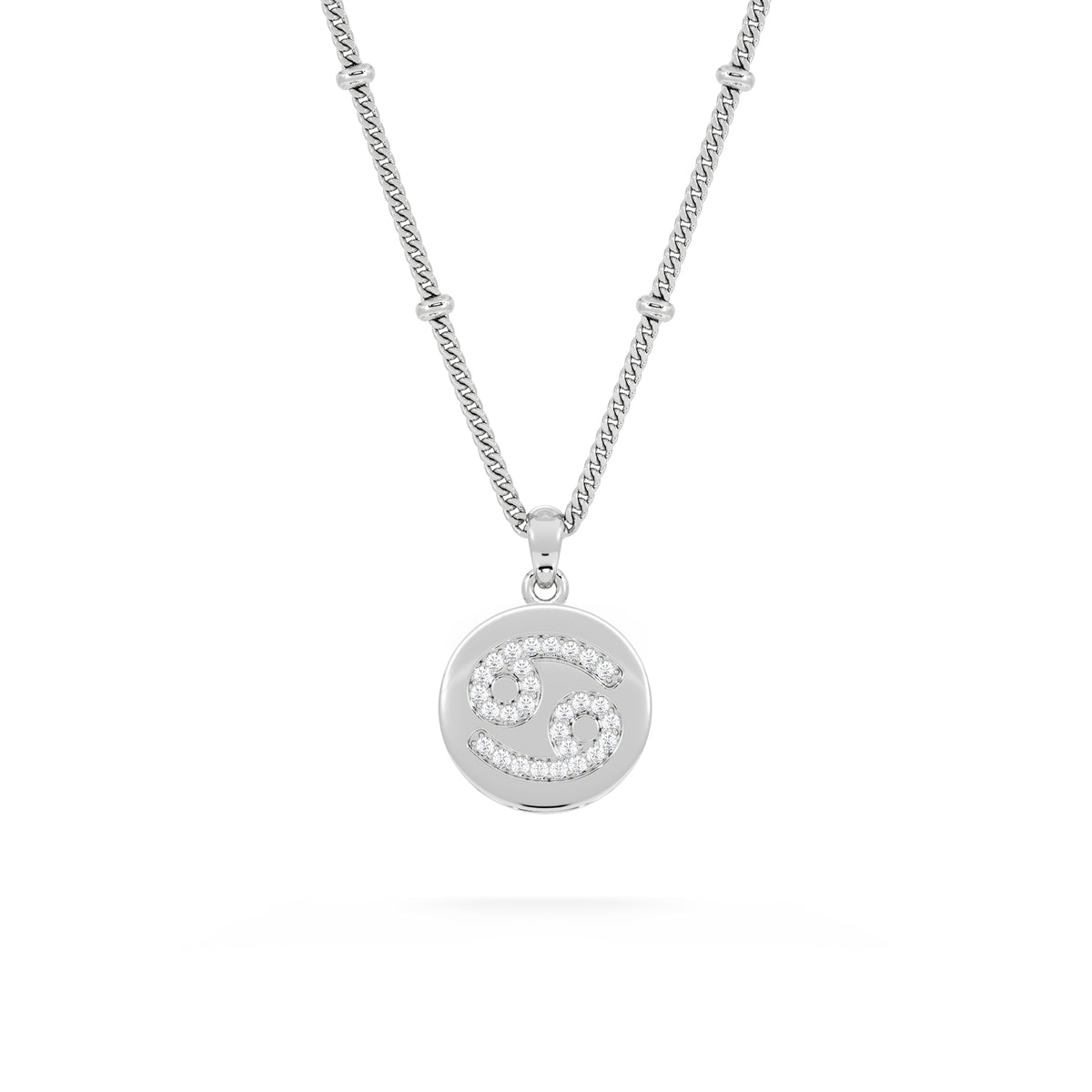 Astrology Cancer 0.07ct Lab Grown Diamond Medallion Pendant Necklace in Sterling Silver