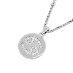 Astrology Cancer 0.07ct Lab Grown Diamond Medallion Pendant Necklace in Sterling Silver