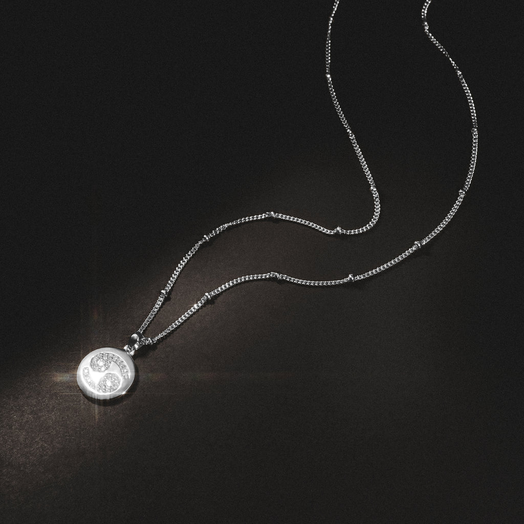 Astrology Cancer 0.07ct Lab Grown Diamond Medallion Pendant Necklace in Sterling Silver